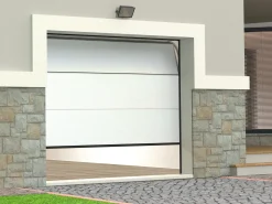 Porta de garagem seccionada motorizada efeito madeira branco PRIETA