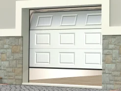 Porta de garagem seccionada com motor Somfy padrão quadriculado branco com janelas CAOPAS