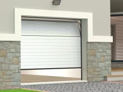 Porta de garagem seccionada motorizada efeito ranhurado branco NORIA