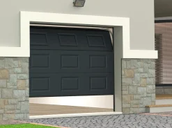 Porta de garagem seccionada motorizada padrão quadriculado antracite CAOPAS