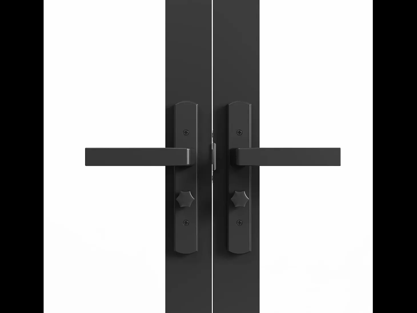 Porta de interior com dois batentes alumínio e vidro fosco 2 x A204 x C73 cm preto SEROTO