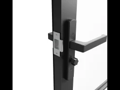 Porta de interior com dois batentes alumínio e vidro fosco 2 x A204 x C93 cm preto SEROTO