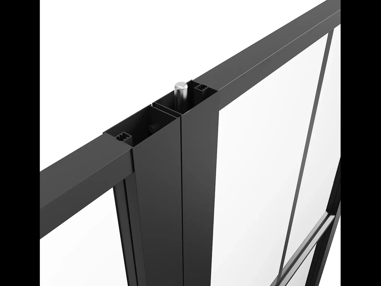 Porta de interior com dois batentes alumínio e vidro fosco 2 x A204 x C93 cm preto SEROTO