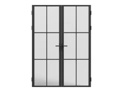 Porta de interior com dois batentes alumínio e vidro fosco 2 x A204 x C83 cm preto SEROTO