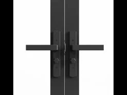Porta de interior com dois batentes alumínio e vidro fosco 2 x A204 x C83 cm preto SEROTO
