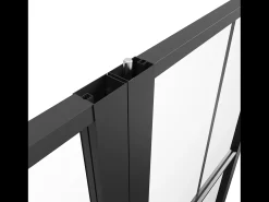 Porta de interior com dois batentes alumínio e vidro fosco 2 x A204 x C83 cm preto SEROTO