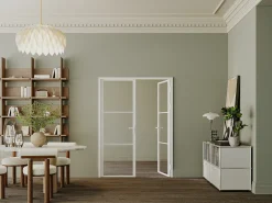Porta de interior dupla irreversível vidro temperado 2xA204xC73 cm branco - MASERU