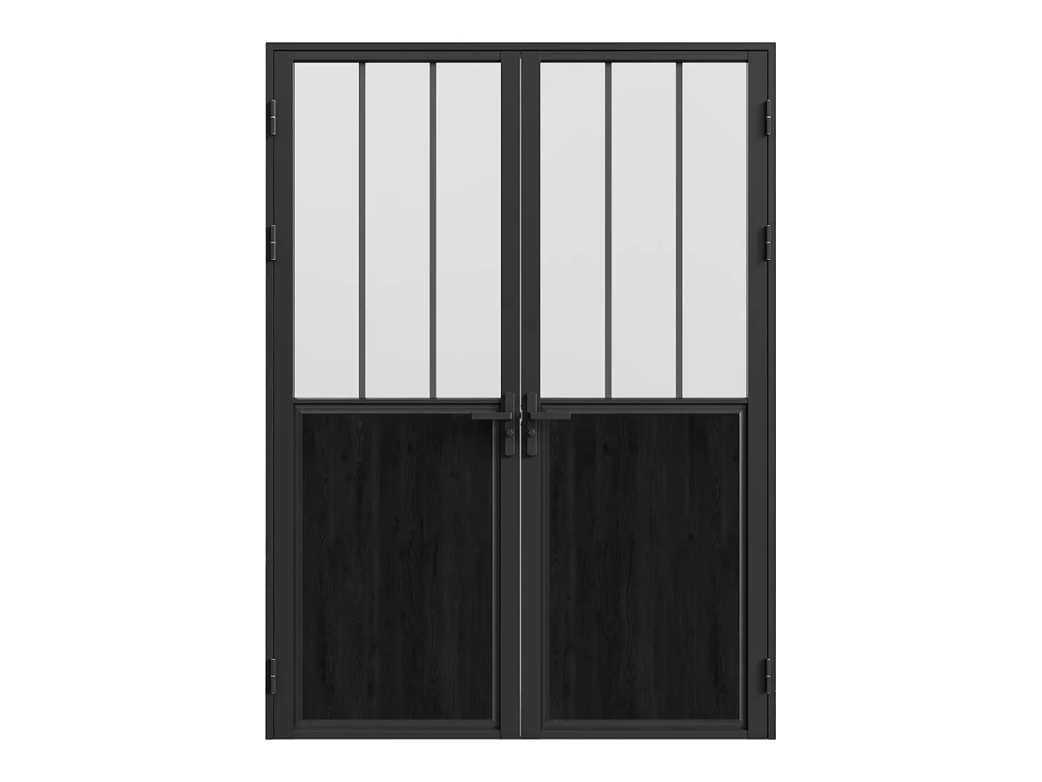 Porta de interior dupla reversível preto, vidro fosco estilo atelier 2xA204xC83 cm ERMELO