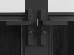 Porta de interior dupla reversível preto, vidro fosco estilo atelier 2xA204xC93 cm ERMELO