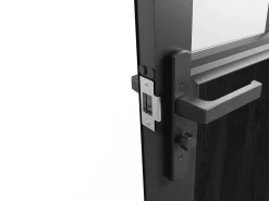 Porta de interior dupla reversível preto, vidro fosco estilo atelier 2xA204xC73 cm ERMELO