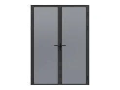 Porta de interior preta reversível 2 batentes vidro temperado fumado 2xA204xC83cm LOXTON