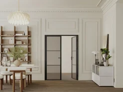 Porta de interior reversível com dois batentes vidro fumado 2 x A204 x C83 cm preto MASERU