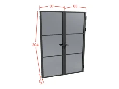Porta de interior reversível com dois batentes vidro fumado 2 x A204 x C83 cm preto MASERU