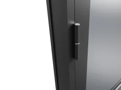 Porta de interior reversível em alumínio e vidro fumado A204 x C73 preto - MASERU