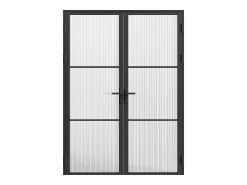 Porta de interior reversível dois batentes vidro texturizado, 2xA204xC83 cm preto MASERU