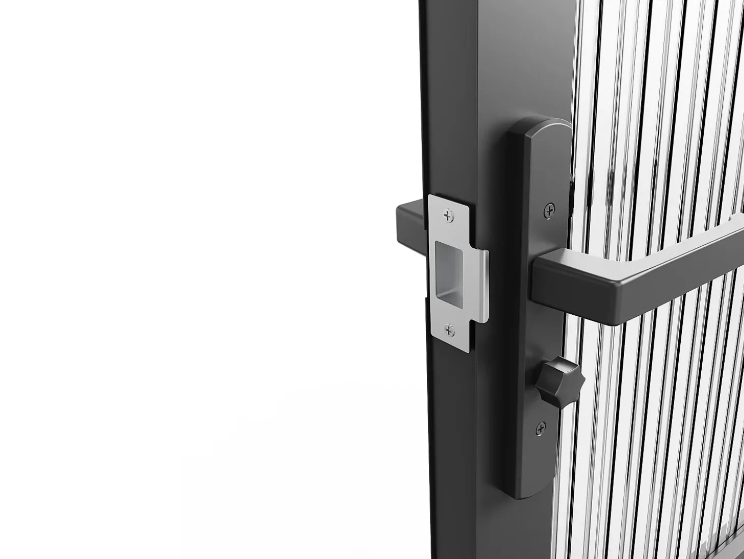 Porta de interior reversível dois batentes vidro texturizado, 2xA204xC83 cm preto MASERU