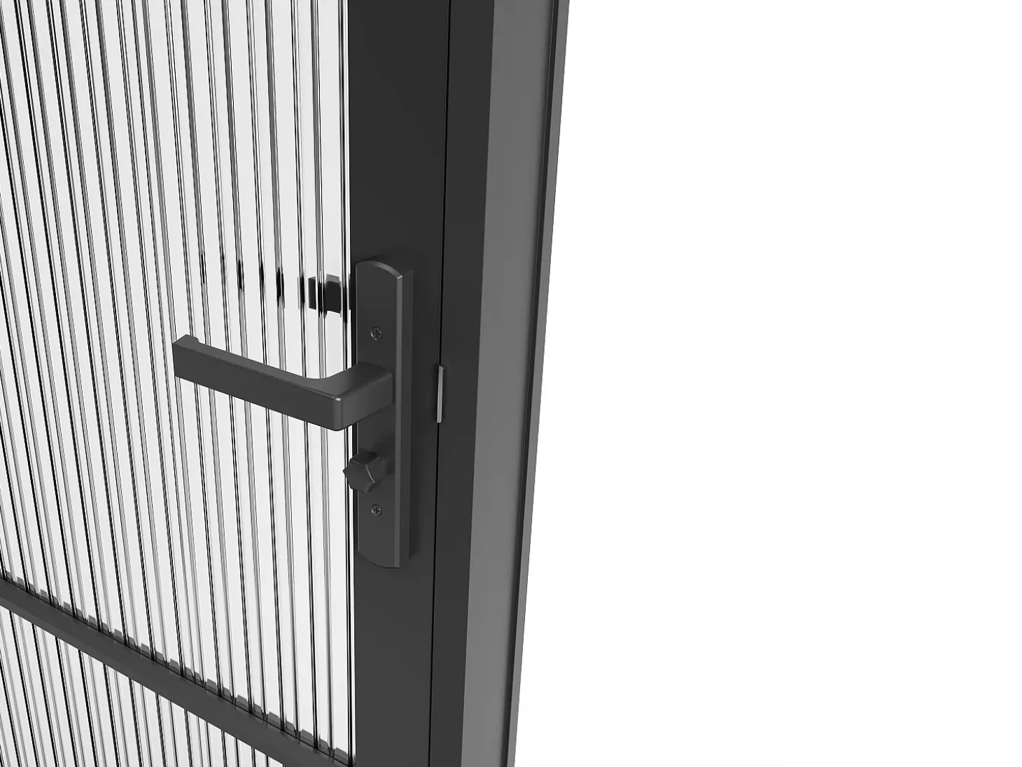 Porta de interior reversível em alumínio e vidro texturizado A204 x C73 cm preto - MASERU