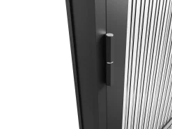 Porta de interior reversível em alumínio e vidro texturizado A204 x C73 cm preto - MASERU