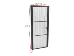 Porta de interior reversível em alumínio e vidro texturizado A204 x C73 cm preto - MASERU