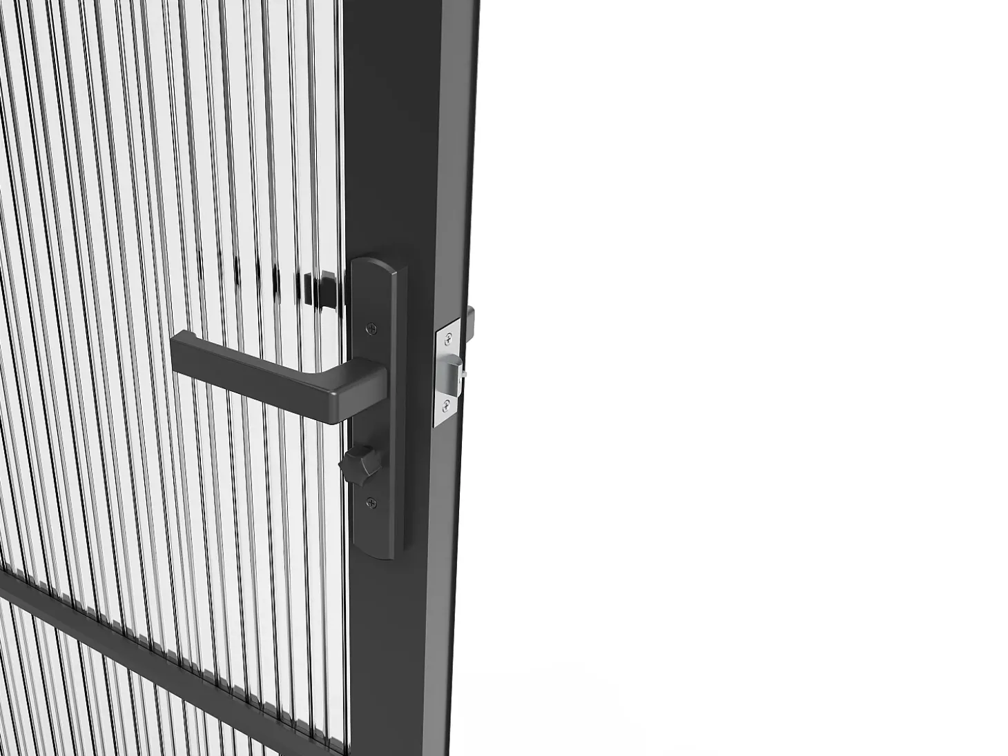 Porta de interior reversível em alumínio e vidro texturizado A204 x C73 cm preto - MASERU