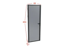 Porta de interior reversível alumínio e vidro temperado fumado A204xC83 cm preto - LOXTON