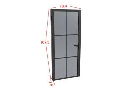 Porta de interior reversível alumínio e vidro temperado fumado A204xC73 cm preto SEROTO