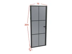 Porta de interior reversível alumínio e vidro temperado fumado A204xC73 cm preto SEROTO