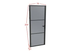 Porta de interior reversível em alumínio e vidro fosco A204 x C73 cm preto - MASERU