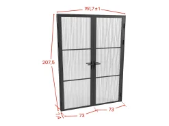 Porta de interior reversível dois batentes vidro texturizado, 2xA204xC73 cm preto MASERU