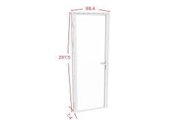 Porta de interior reversível em alumínio e vidro temperado branco - A204 x L83 cm - LOXTON