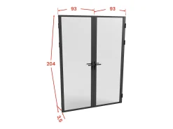 Porta de interior reversível alumínio e vidro fosco 2 x A204 x C93 cm LOXTON