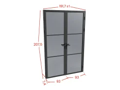 Porta de interior reversível com dois batentes vidro fumado 2 x A204 x C93 cm preto MASERU