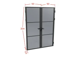 Porta de interior reversível com dois batentes vidro fumado 2 x A204 x C93 cm preto MASERU