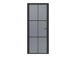 Porta de interior reversível alumínio e vidro temperado fumado A204xC93 cm preto SEROTO