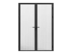 Porta de interior reversível dois batentes, vidro texturizado 2xA204xC93 cm preto LOXTON