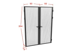 Porta de interior reversível dois batentes, vidro texturizado 2xA204xC93 cm preto LOXTON