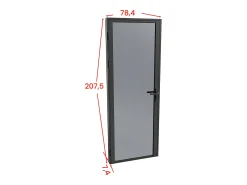 Porta de interior reversível alumínio e vidro temperado fumado A204xC73 cm preto - LOXTON