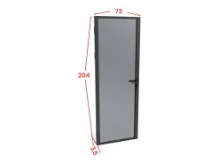 Porta de interior reversível alumínio e vidro temperado fumado A204xC73 cm preto - LOXTON