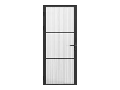 Porta de interior reversível em alumínio e vidro texturizado A204 x C93 cm preto - MASERU