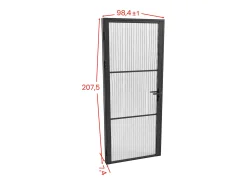 Porta de interior reversível em alumínio e vidro texturizado A204 x C93 cm preto - MASERU