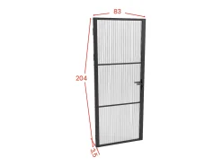 Porta de interior reversível em alumínio e vidro texturizado A204 x C83 cm preto - MASERU