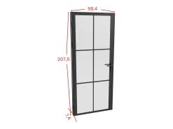 Porta de interior reversível alumínio e vidro fosco A204 x C93 cm preto - SEROTO