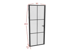 Porta de interior reversível alumínio e vidro fosco A204 x C93 cm preto - SEROTO