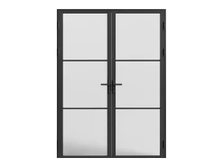 Porta de interior reversível com dois batentes vidro fosco 2xA204xC83 cm preto - MASERU