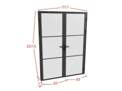 Porta de interior reversível com dois batentes vidro fosco 2xA204xC83 cm preto - MASERU