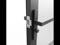 Porta de interior reversível com dois batentes vidro fosco 2xA204xC83 cm preto - MASERU