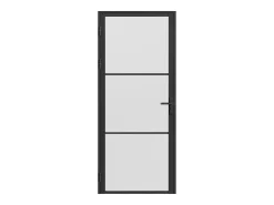 Porta de interior reversível em alumínio e vidro fosco A204 x C93 cm preto - MASERU
