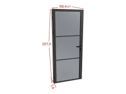 Porta de interior reversível em alumínio e vidro fosco A204 x C93 cm preto - MASERU