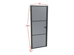 Porta de interior reversível em alumínio e vidro fosco A204 x C93 cm preto - MASERU