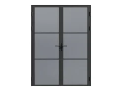 Porta de interior reversível com dois batentes vidro fumado 2 x A204 x C73 cm preto MASERU